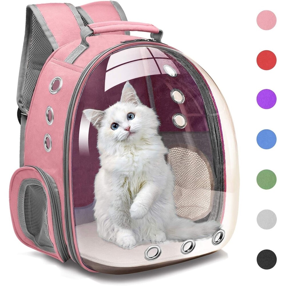 Henkelion Small Cat or Dog Backpack Carrier Bubble Capsule Airline Approved Pink